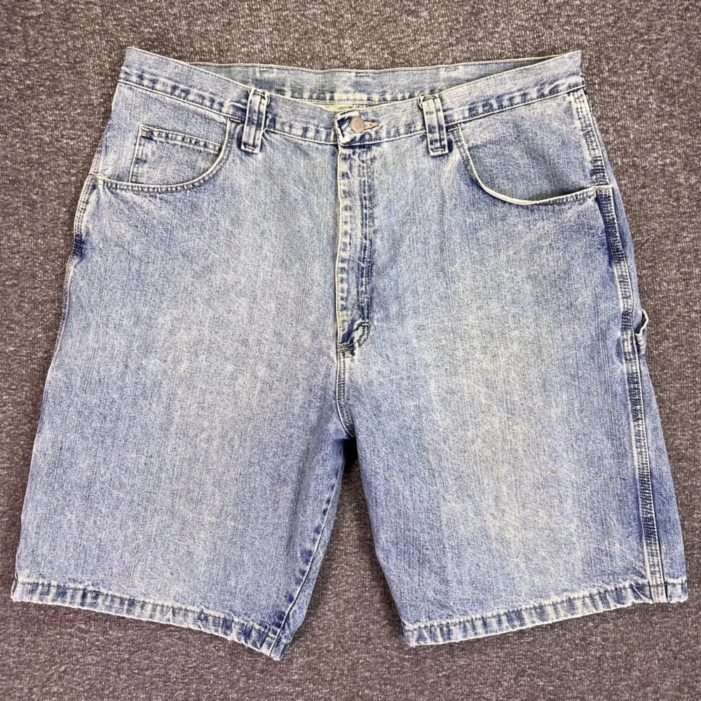 Wrangler Carpenter Shorts Men 38 Light Blue Retro Workwear Relaxed Denim Utility